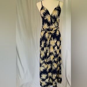 TIMING Jumpsuit Navy Botanical Palm Leaf Print - - Size Small